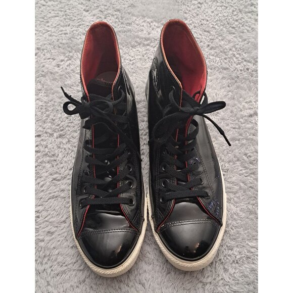 Converse All Star Chuck Taylor Shiny Black Patent Leather High Top Size 11 - Picture 1 of 7